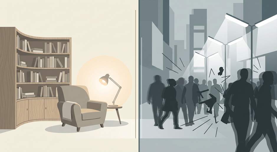 Προσωπικό blog σαν σπίτι με βιβλιοθήκη και ησυχία vs social media σαν θορυβώδης πλατεία με κόσμο